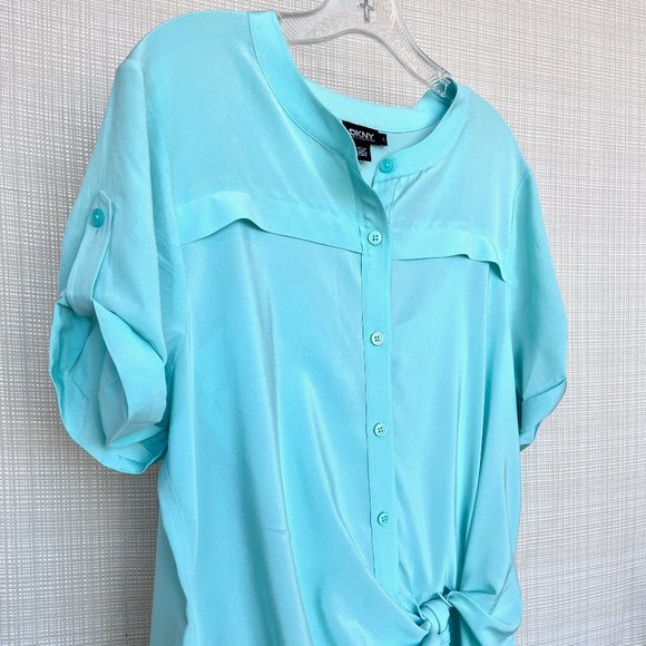 Vintage y2k DKNY Silk Slip Dress Wrap Dress Twist Tie Front With Shirt Dress - Picture 4 of 16